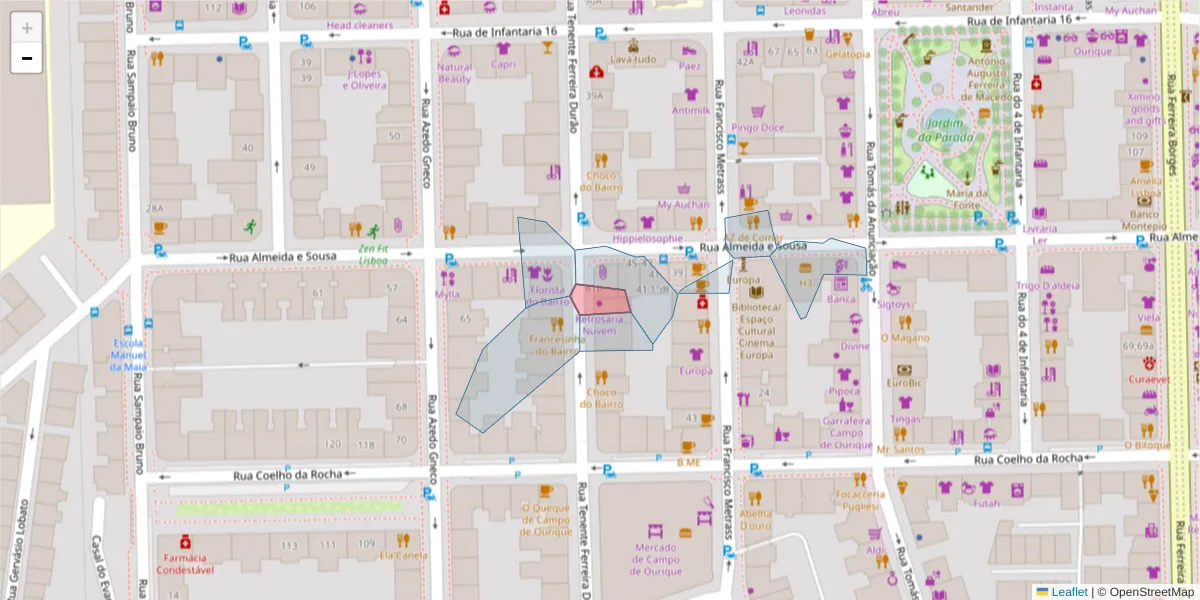 Mapa detalhado do código postal 1350-312 com limites, códigos postais vizinhos e agências dos correios