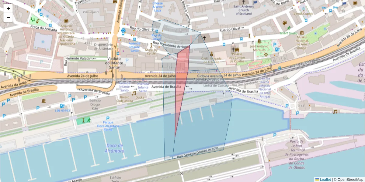 Mapa detalhado do código postal 1350-346 com limites, códigos postais vizinhos e agências dos correios