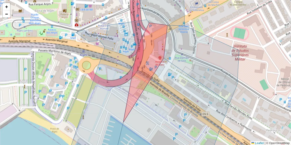 Mapa detalhado do código postal 1400-146 com limites, códigos postais vizinhos e agências dos correios
