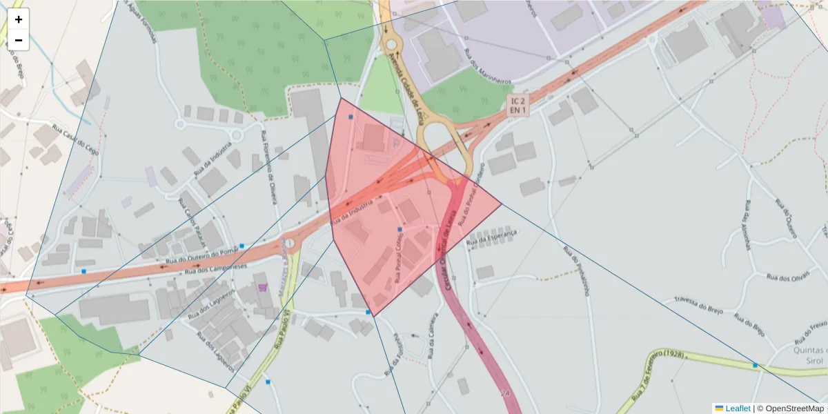 Mapa detalhado do código postal 1410-008 com limites, códigos postais vizinhos e agências dos correios