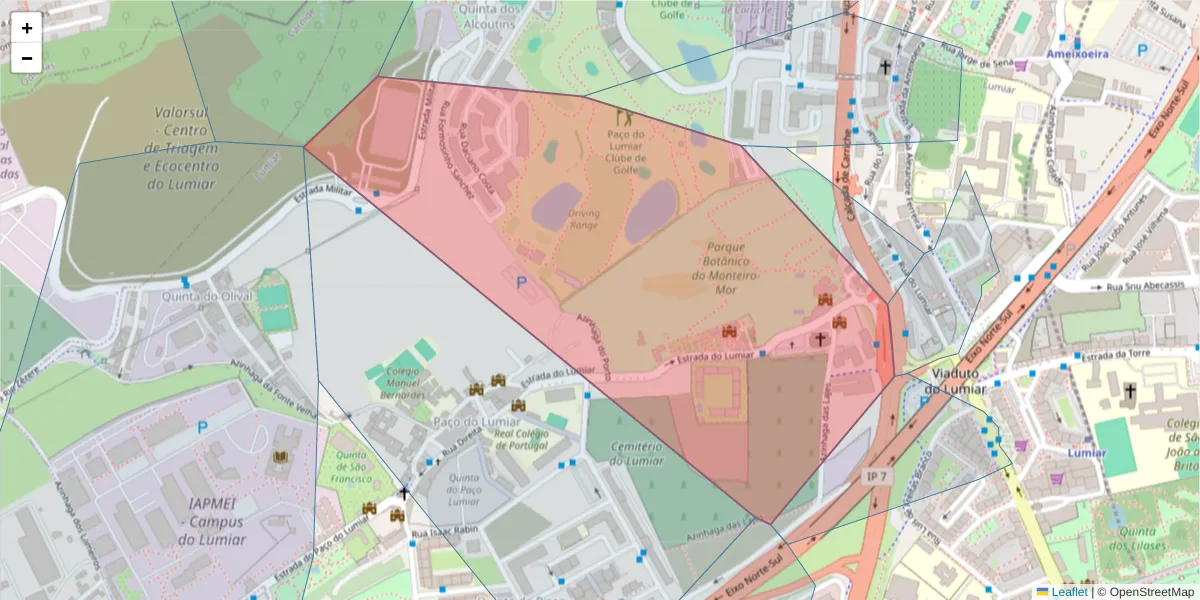 Mapa detalhado do código postal 1600-483 com limites, códigos postais vizinhos e agências dos correios