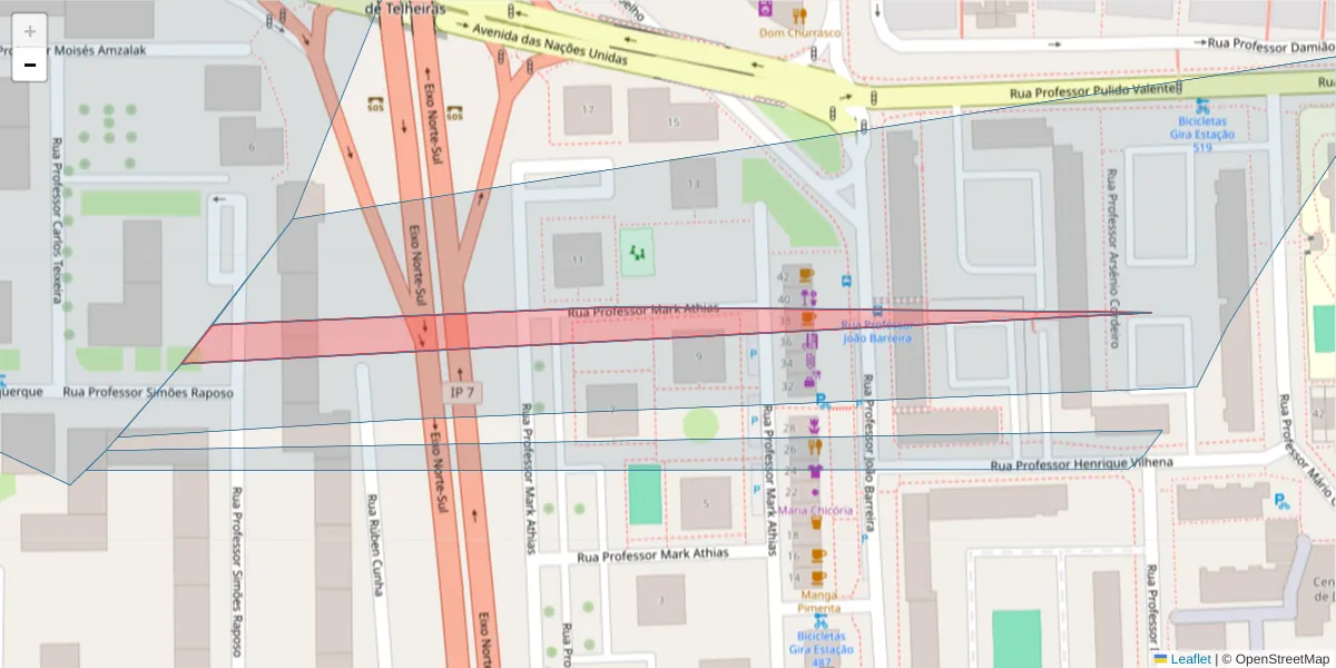 Mapa detalhado do código postal 1600-535 com limites, códigos postais vizinhos e agências dos correios