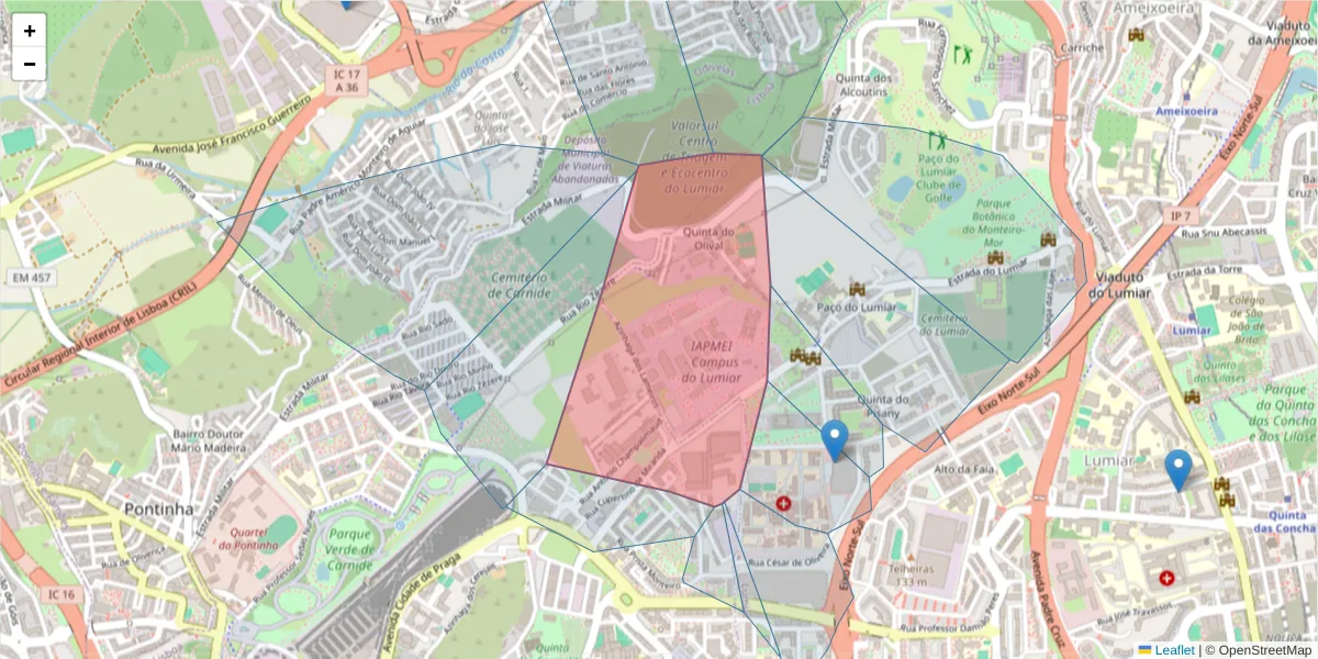 Mapa detalhado do código postal 1600-546 com limites, códigos postais vizinhos e agências dos correios