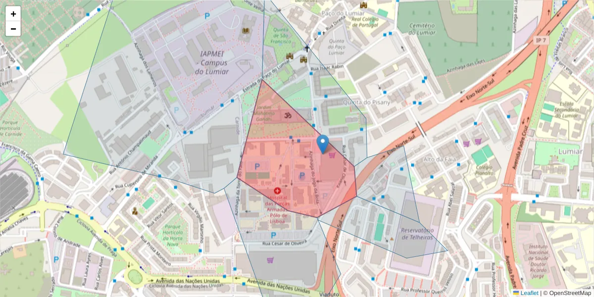 Mapa detalhado do código postal 1600-776 com limites, códigos postais vizinhos e agências dos correios