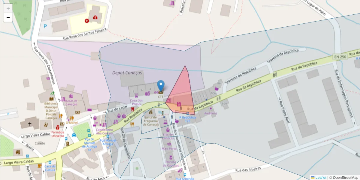 Mapa detalhado do código postal 1685-484 com limites, códigos postais vizinhos e agências dos correios