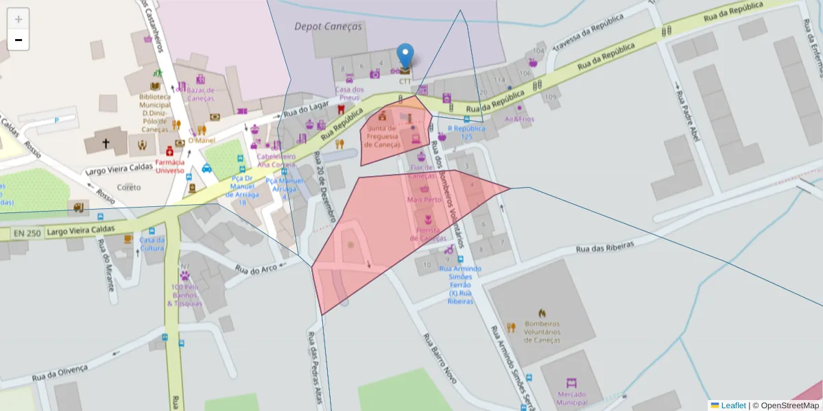 Mapa detalhado do código postal 1685-570 com limites, códigos postais vizinhos e agências dos correios