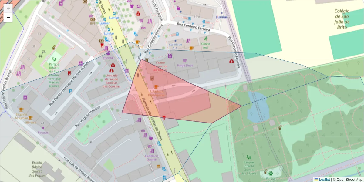 Mapa detalhado do código postal 1750-151 com limites, códigos postais vizinhos e agências dos correios