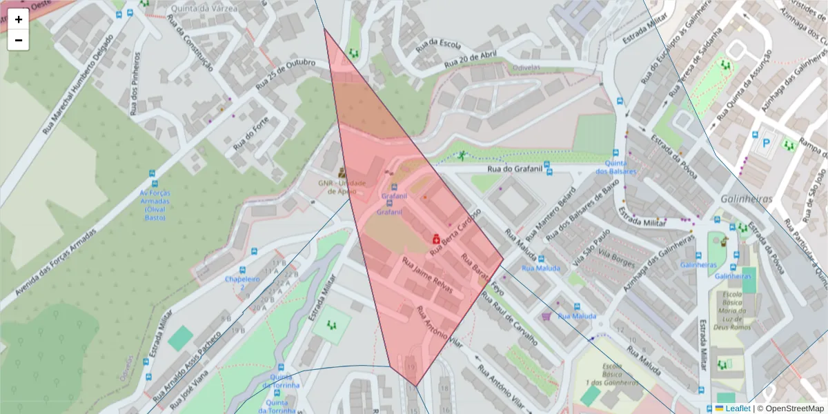 Mapa detalhado do código postal 1750-194 Ameixoeira com limites, códigos postais vizinhos e agências dos correios
