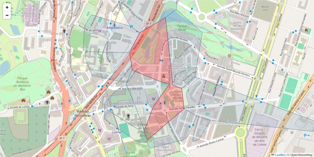 Mapa detalhado do código postal 1750-220 com limites, códigos postais vizinhos e agências dos correios