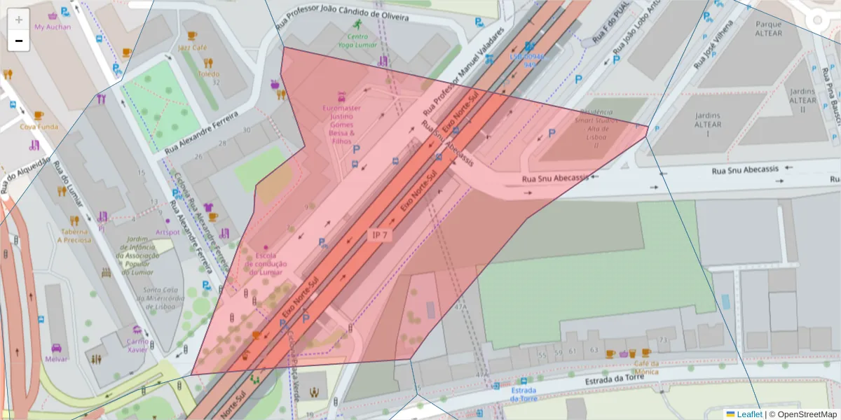 Mapa detalhado do código postal 1750-232 com limites, códigos postais vizinhos e agências dos correios