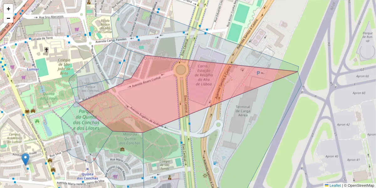 Mapa detalhado do código postal 1750-316 com limites, códigos postais vizinhos e agências dos correios
