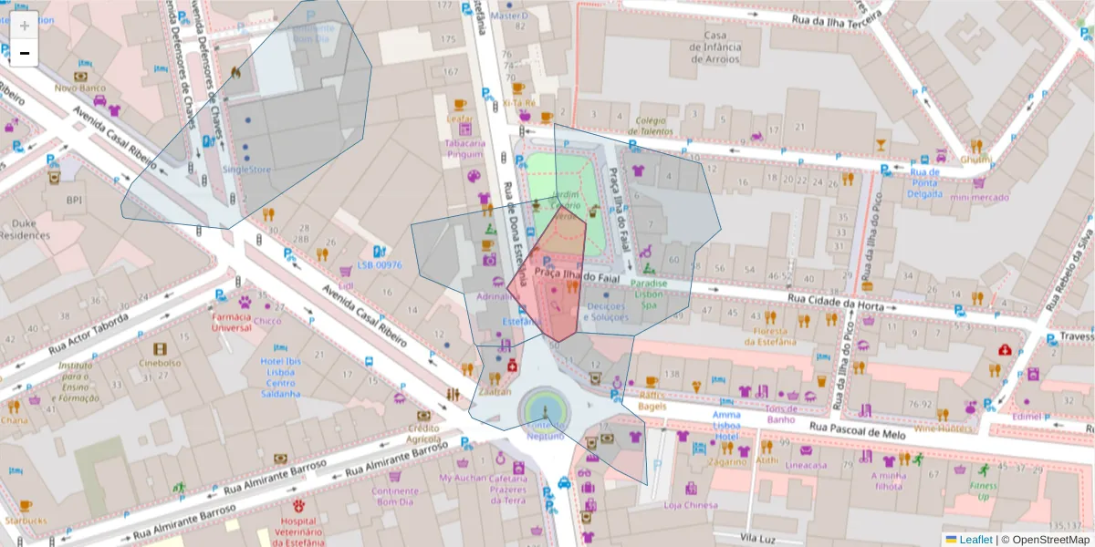 Mapa detalhado do código postal 1750-412 com limites, códigos postais vizinhos e agências dos correios