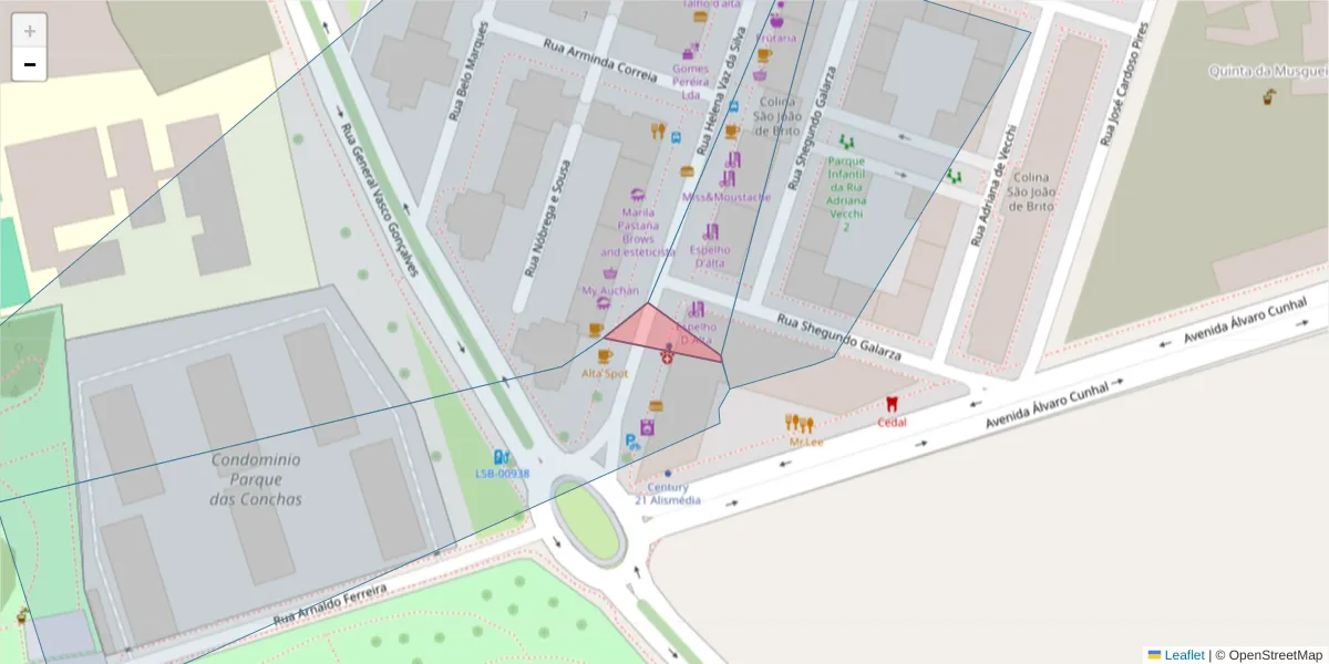 Mapa detalhado do código postal 1750-434 com limites, códigos postais vizinhos e agências dos correios