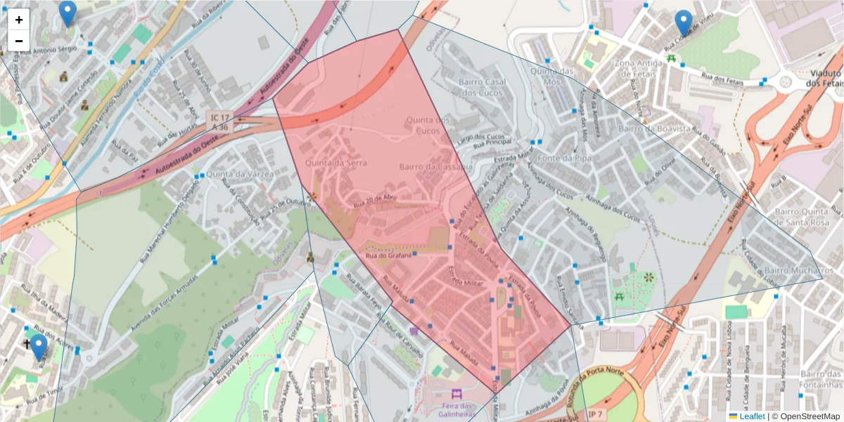 Mapa detalhado do código postal 1750-478 com limites, códigos postais vizinhos e agências dos correios