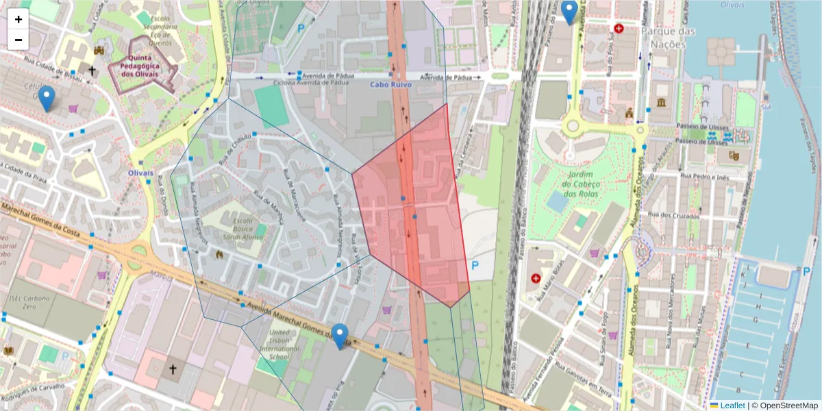 Mapa detalhado do código postal 1800-056 com limites, códigos postais vizinhos e agências dos correios