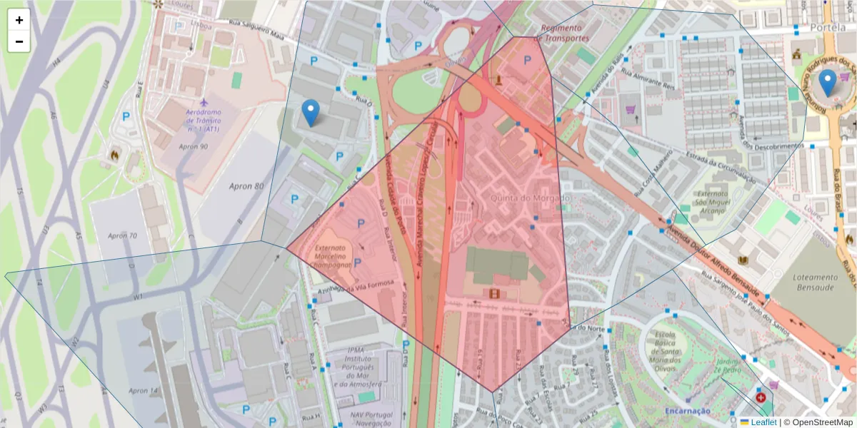 Mapa detalhado do código postal 1800-341 com limites, códigos postais vizinhos e agências dos correios