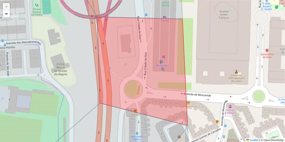 Mapa detalhado do código postal 1885-075 com limites, códigos postais vizinhos e agências dos correios