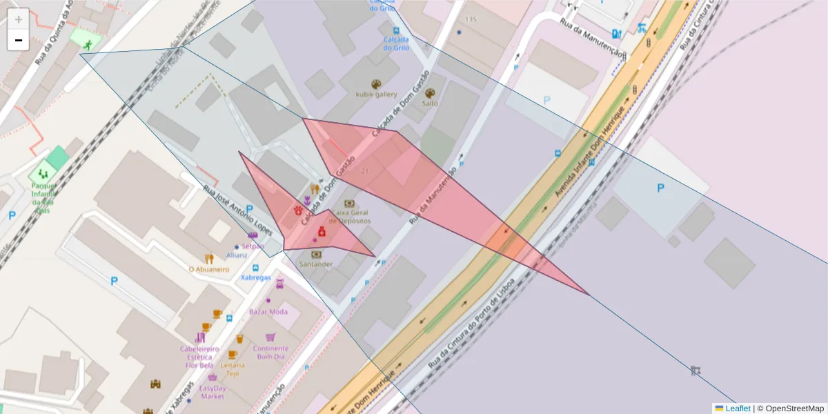 Mapa detalhado do código postal 1900-193 Beato com limites, códigos postais vizinhos e agências dos correios