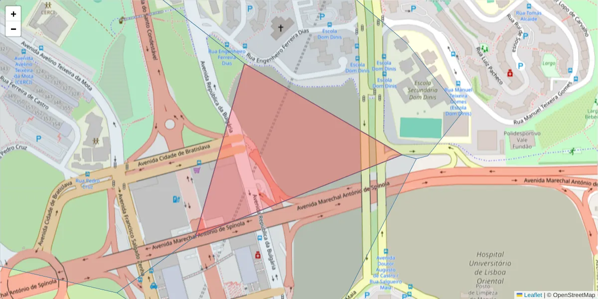 Mapa detalhado do código postal 1950-392 com limites, códigos postais vizinhos e agências dos correios