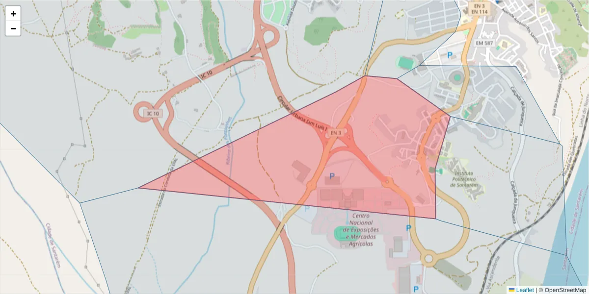 Mapa detalhado do código postal 2000-210 com limites, códigos postais vizinhos e agências dos correios