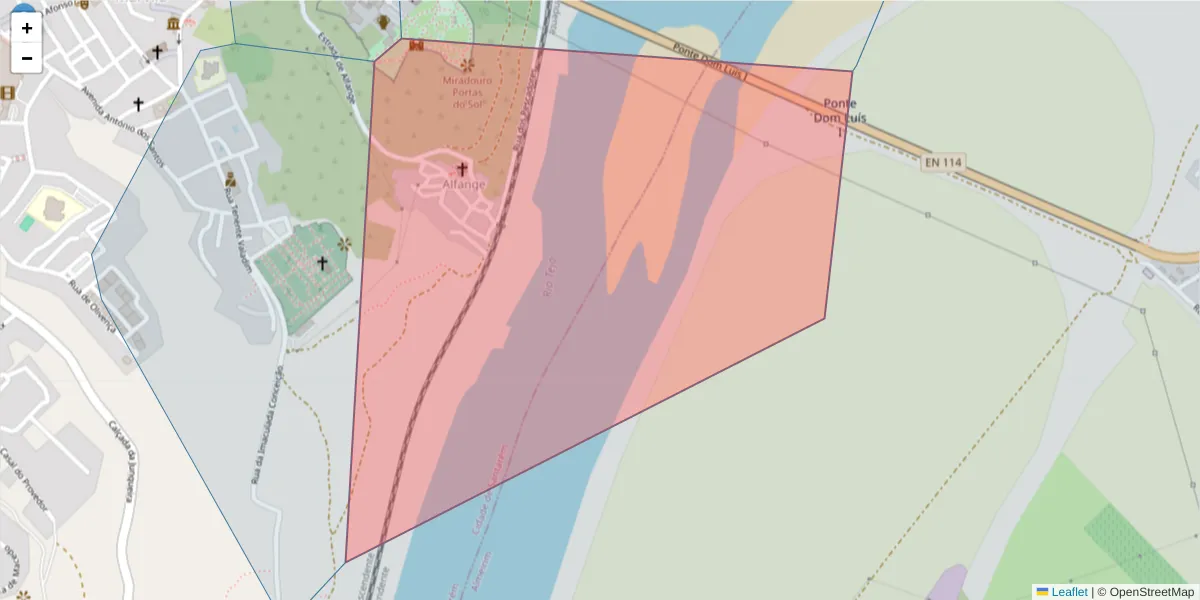 Mapa detalhado do código postal 2000-475 com limites, códigos postais vizinhos e agências dos correios