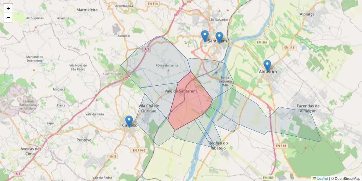 Mapa detalhado do código postal 2005-032 com limites, códigos postais vizinhos e agências dos correios