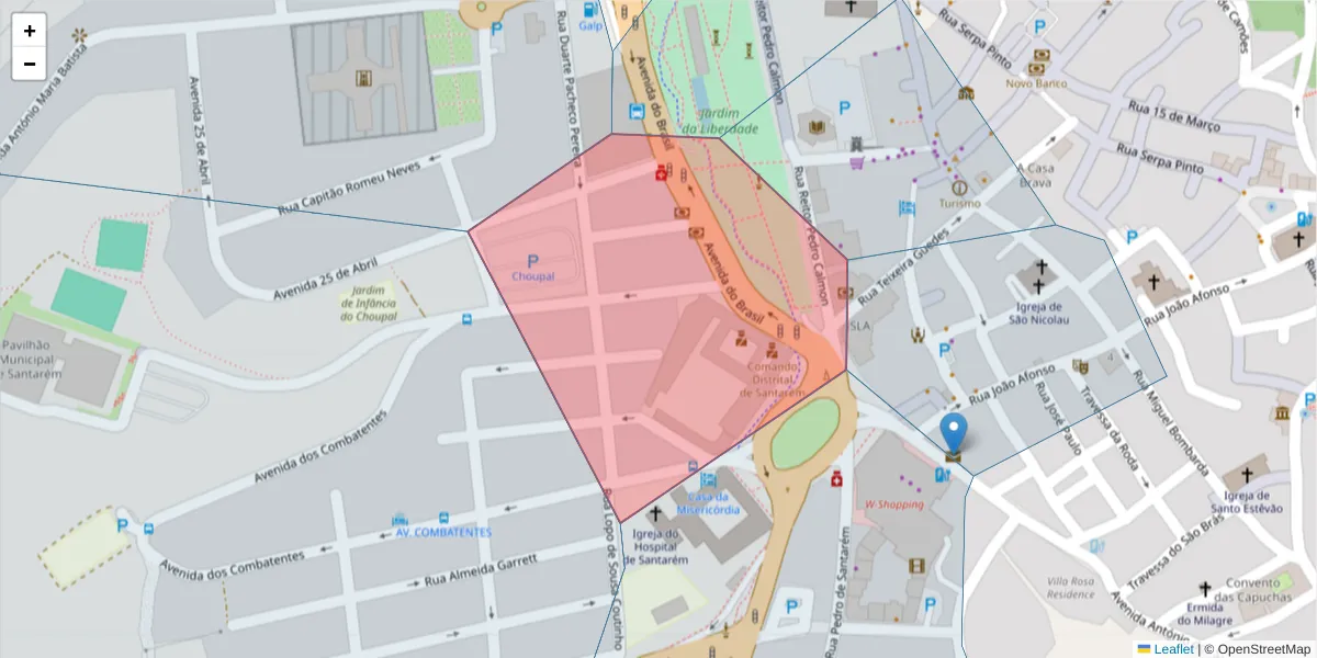 Mapa detalhado do código postal 2005-136 com limites, códigos postais vizinhos e agências dos correios