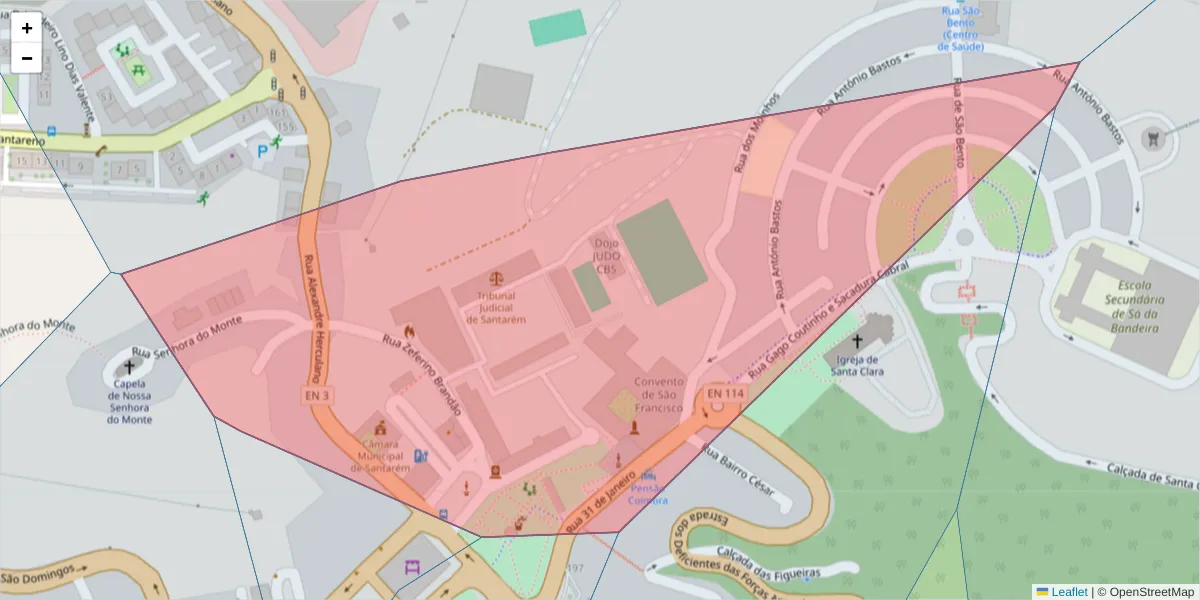 Mapa detalhado do código postal 2005-245 com limites, códigos postais vizinhos e agências dos correios