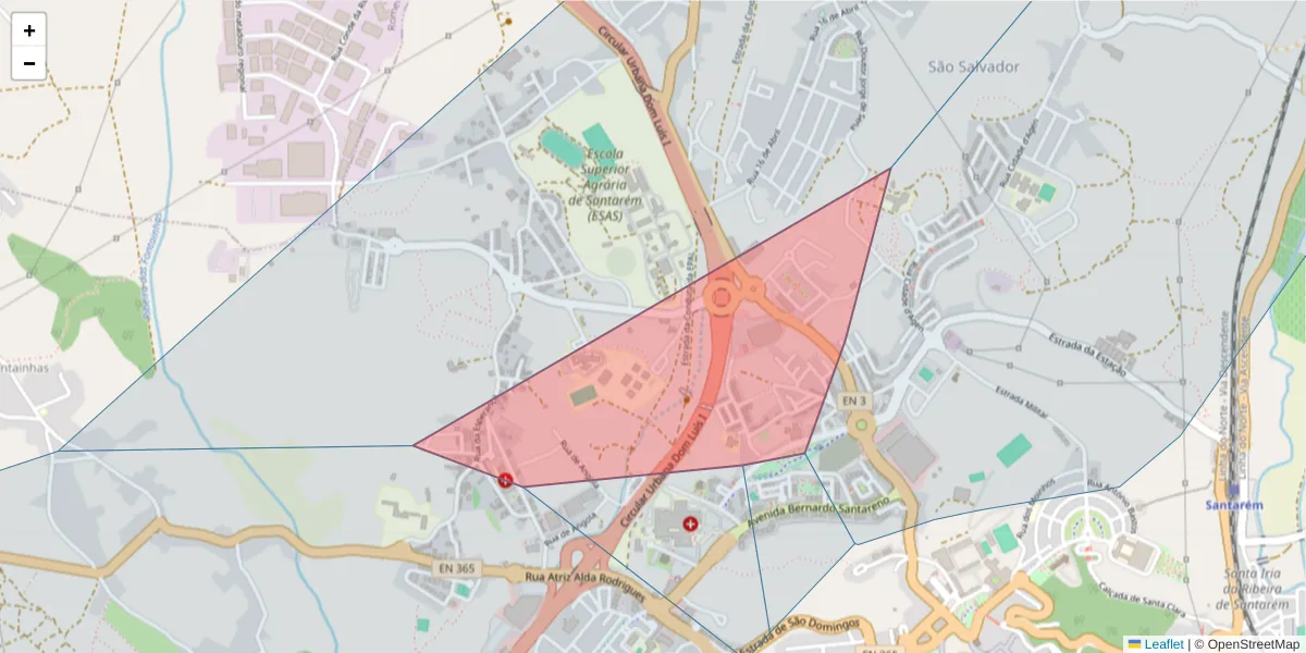 Mapa detalhado do código postal 2005-270 com limites, códigos postais vizinhos e agências dos correios