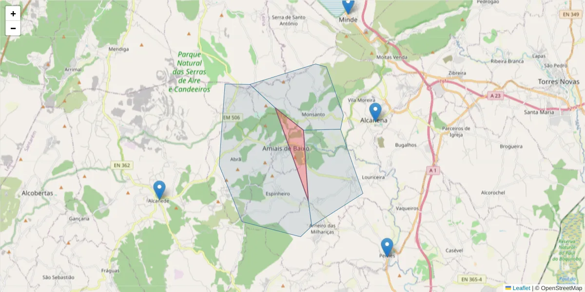 Mapa detalhado do código postal 2025-333 com limites, códigos postais vizinhos e agências dos correios