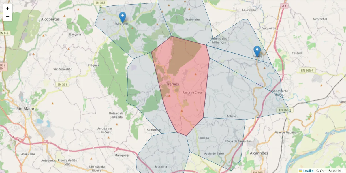 Mapa detalhado do código postal 2025-562 com limites, códigos postais vizinhos e agências dos correios