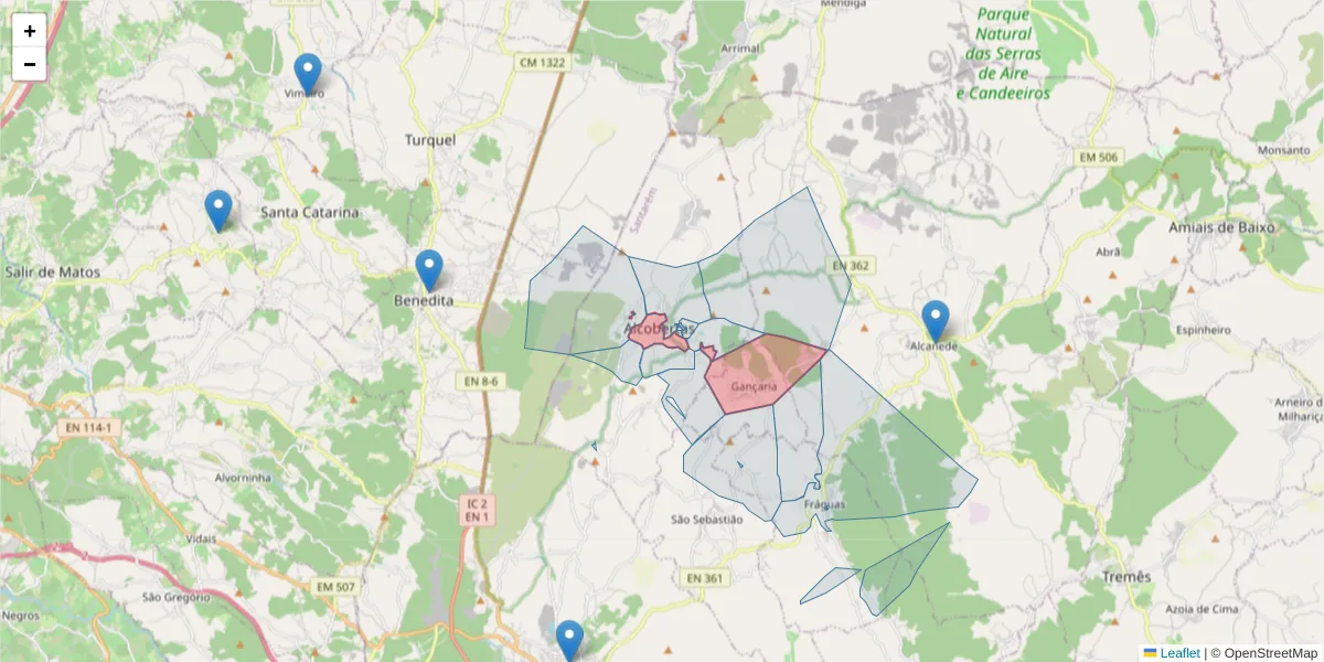 Mapa detalhado do código postal 2040-011 com limites, códigos postais vizinhos e agências dos correios