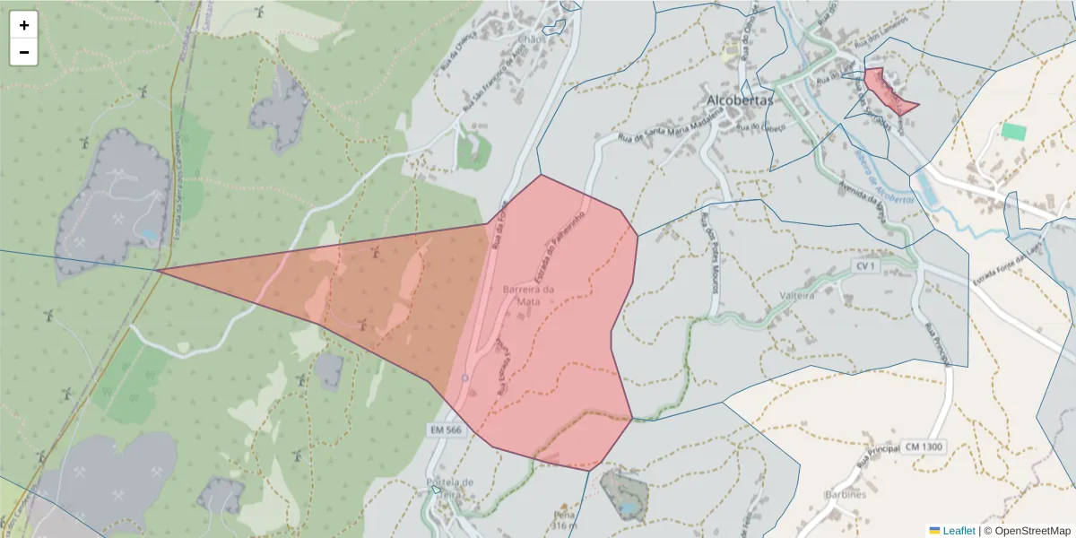 Mapa detalhado do código postal 2040-014 com limites, códigos postais vizinhos e agências dos correios