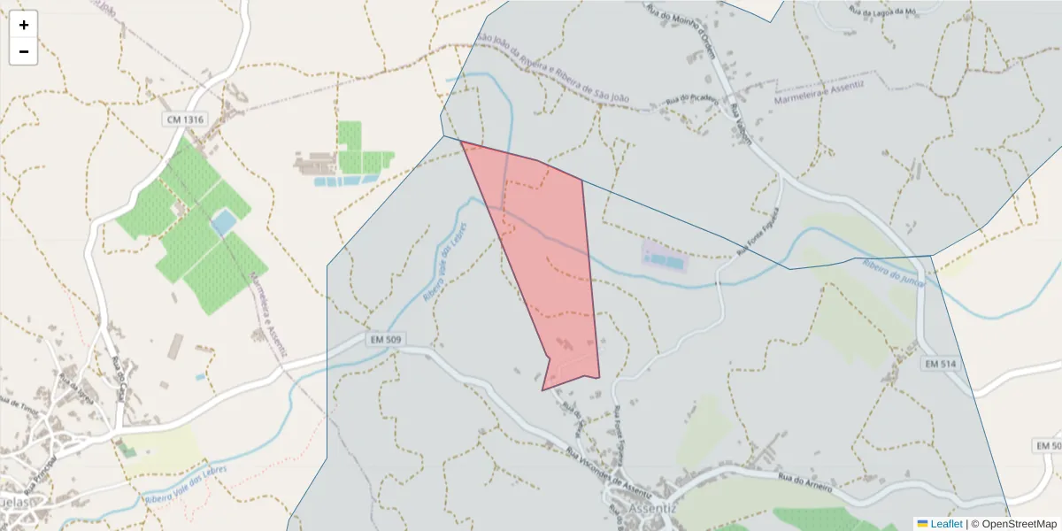 Mapa detalhado do código postal 2040-066 com limites, códigos postais vizinhos e agências dos correios