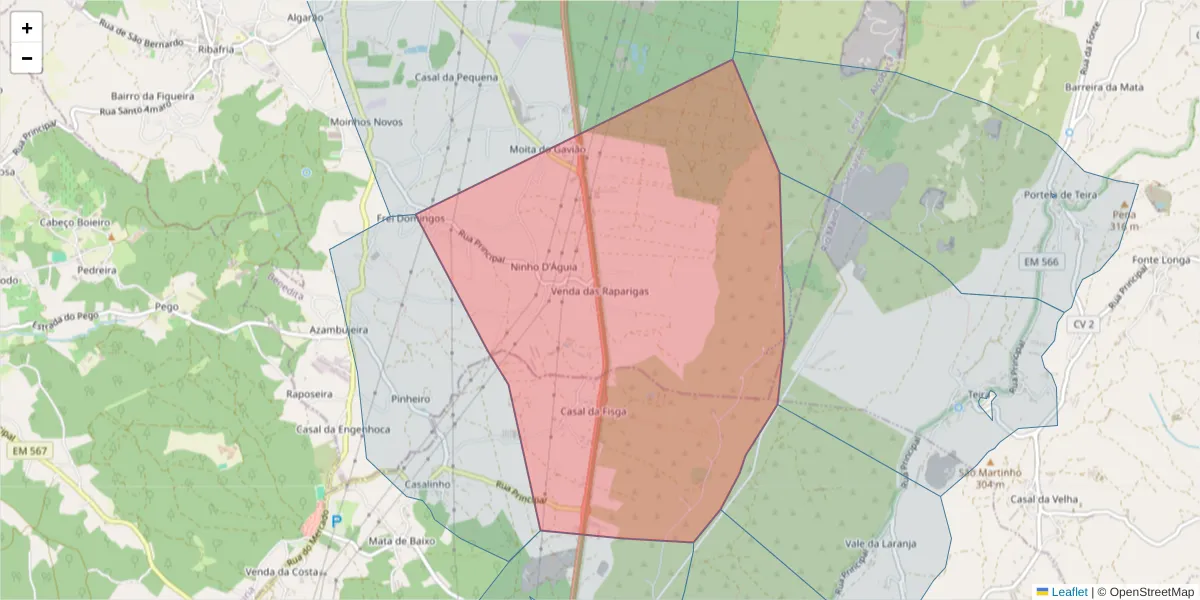 Mapa detalhado do código postal 2040-078 com limites, códigos postais vizinhos e agências dos correios