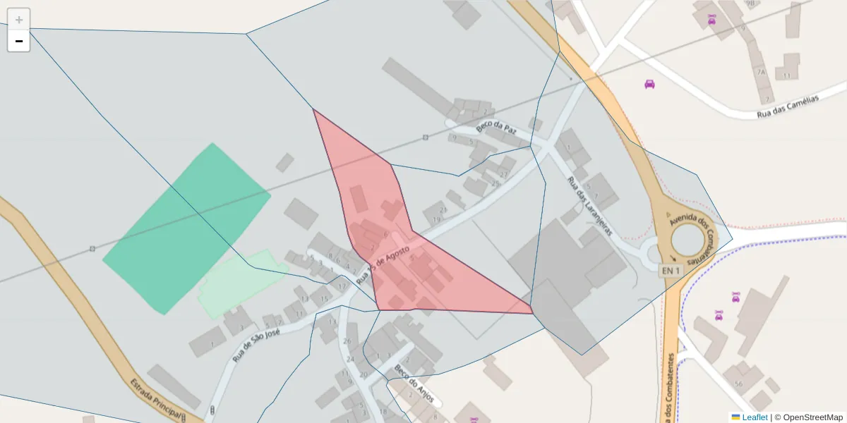 Mapa detalhado do código postal 2040-116 com limites, códigos postais vizinhos e agências dos correios