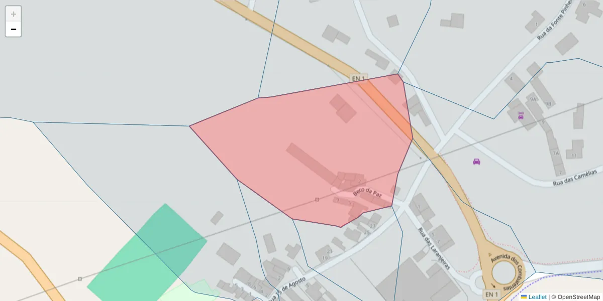 Mapa detalhado do código postal 2040-117 com limites, códigos postais vizinhos e agências dos correios