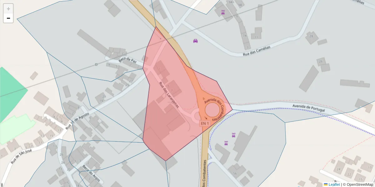 Mapa detalhado do código postal 2040-118 com limites, códigos postais vizinhos e agências dos correios