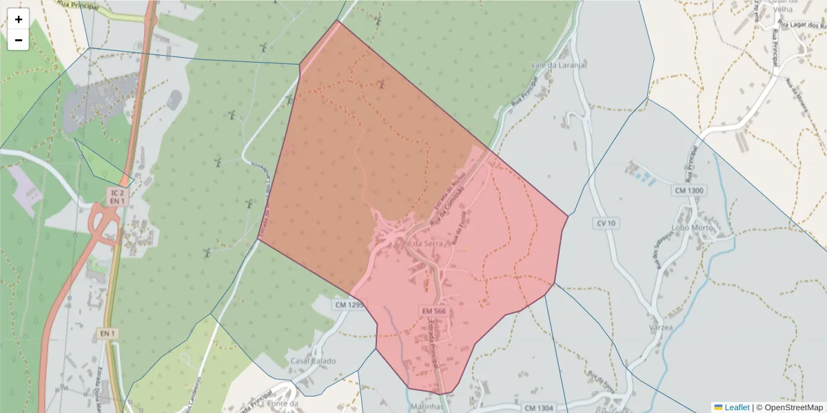 Mapa detalhado do código postal 2040-141 com limites, códigos postais vizinhos e agências dos correios