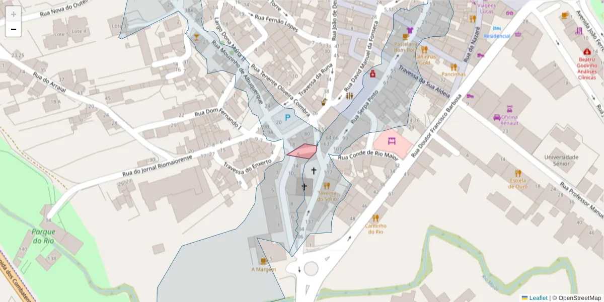 Mapa detalhado do código postal 2040-254 com limites, códigos postais vizinhos e agências dos correios