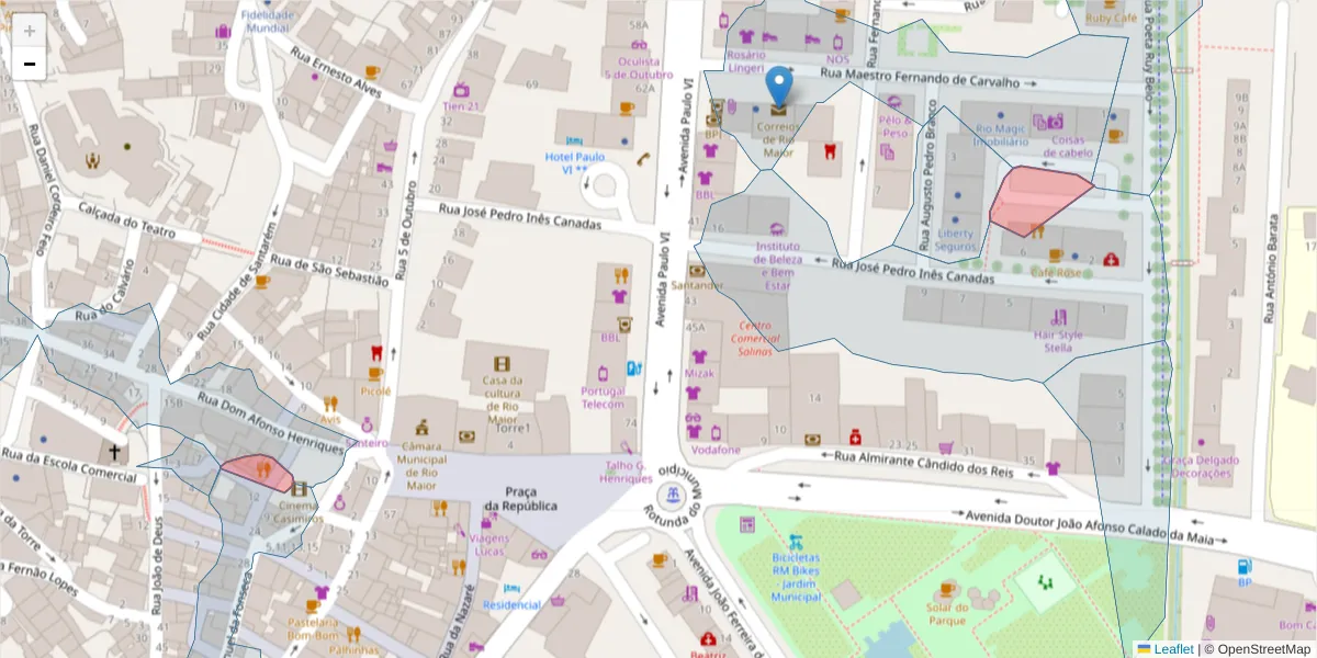 Mapa detalhado do código postal 2040-277 com limites, códigos postais vizinhos e agências dos correios
