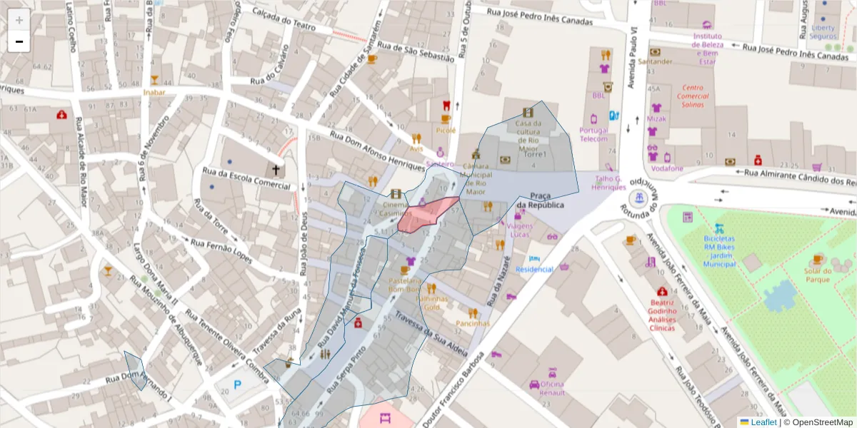 Mapa detalhado do código postal 2040-279 com limites, códigos postais vizinhos e agências dos correios