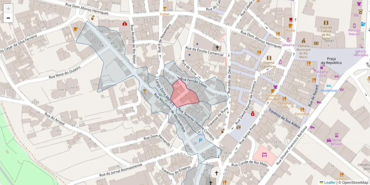 Mapa detalhado do código postal 2040-295 com limites, códigos postais vizinhos e agências dos correios