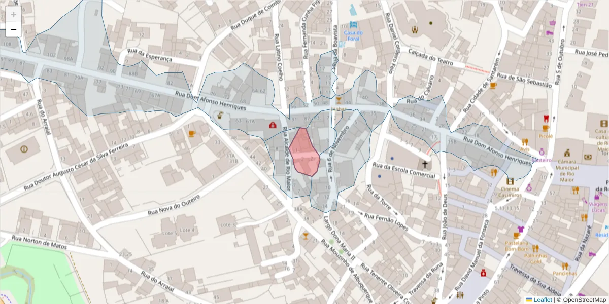 Mapa detalhado do código postal 2040-298 com limites, códigos postais vizinhos e agências dos correios
