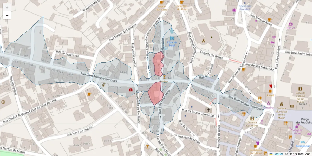 Mapa detalhado do código postal 2040-299 com limites, códigos postais vizinhos e agências dos correios