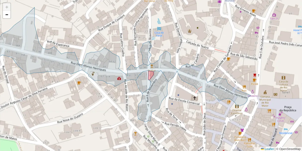 Mapa detalhado do código postal 2040-300 com limites, códigos postais vizinhos e agências dos correios
