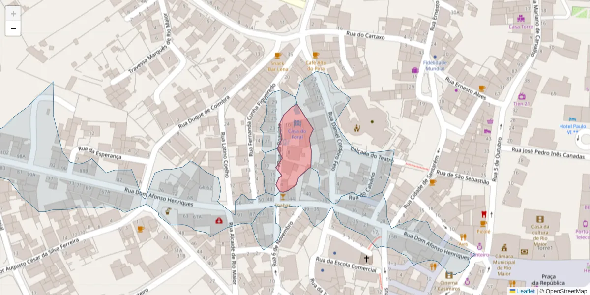 Mapa detalhado do código postal 2040-302 com limites, códigos postais vizinhos e agências dos correios