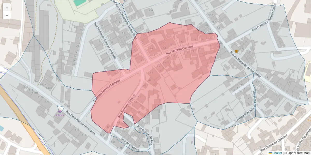 Mapa detalhado do código postal 2040-309 com limites, códigos postais vizinhos e agências dos correios