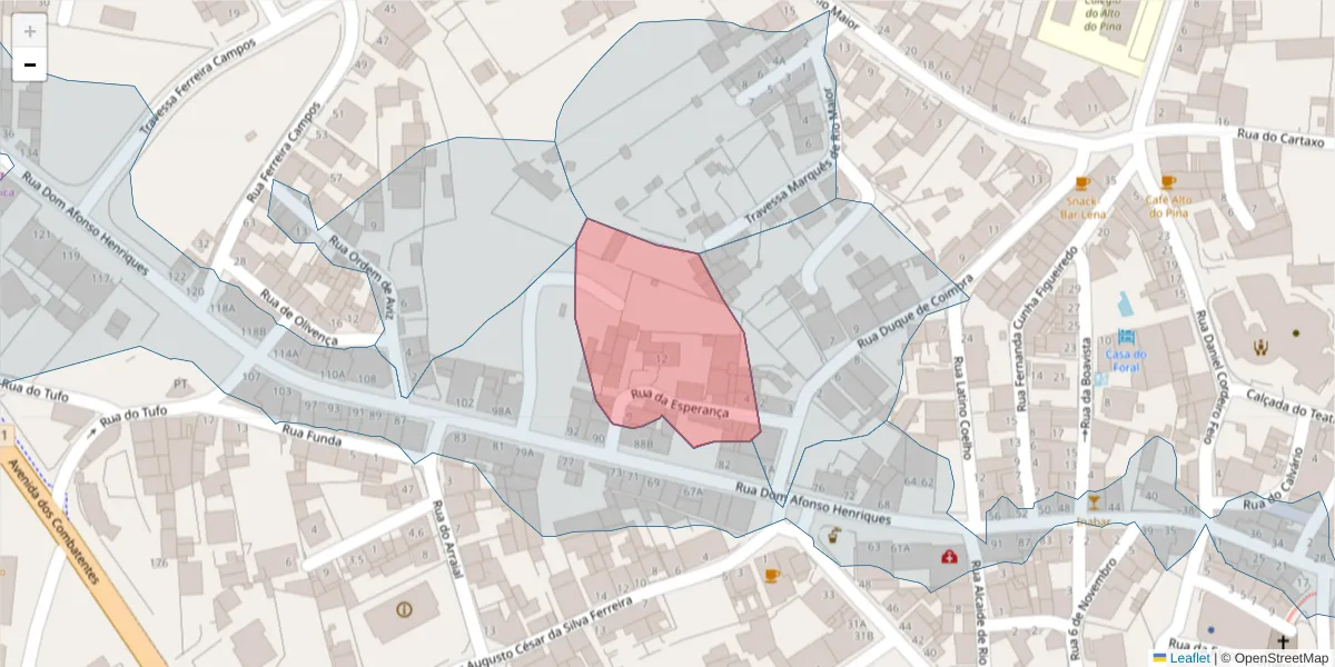 Mapa detalhado do código postal 2040-311 com limites, códigos postais vizinhos e agências dos correios