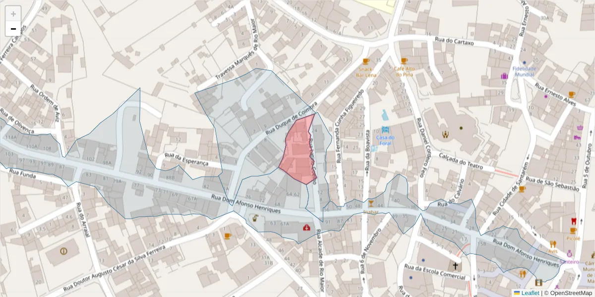 Mapa detalhado do código postal 2040-315 com limites, códigos postais vizinhos e agências dos correios